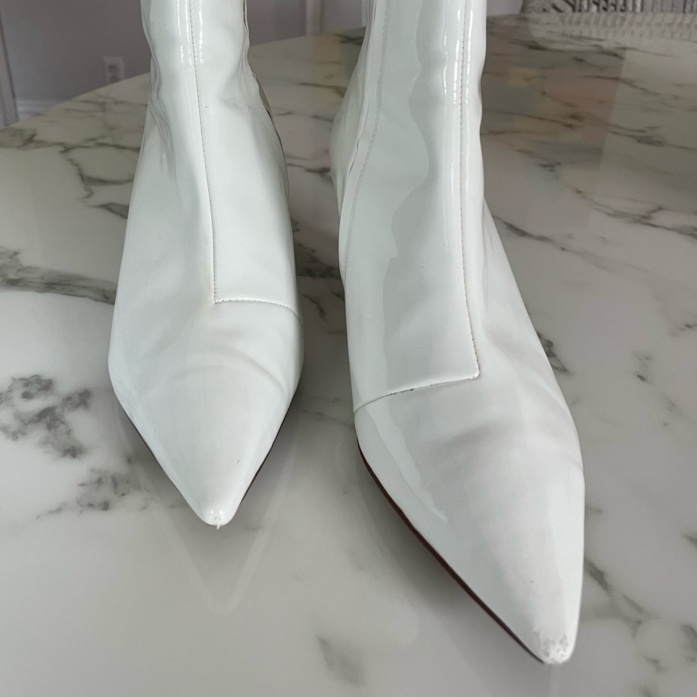 White Patent Leather Ankle Booties - Picture 4 of 7